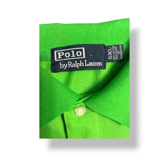 Polo Ralph Lauren 5XL Green Big Pony Crest Polo Shirt Cotton Rugby Equestrian - Picture 8 of 11